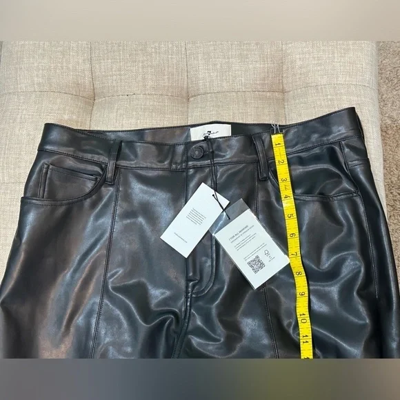 7 For All Mankind Women’s Black Faux Leather High Rise Bootcut Pants -SZ32 NWT - Picture 7 of 13